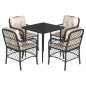 vidaXL 5-tlg. Garten-Essgruppe mit Kissen Schwarz Poly Rattan vidaXL 5-tlg. Garten-Essgruppe mit Kissen Schwarz Poly Rattan