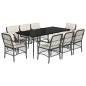 vidaXL 9-tlg. Garten-Essgruppe mit Kissen Schwarz Poly Rattan vidaXL 9-tlg. Garten-Essgruppe mit Kissen Schwarz Poly Rattan