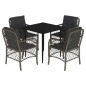 vidaXL 5-tlg. Garten-Essgruppe mit Kissen Grau Poly Rattan vidaXL 5-tlg. Garten-Essgruppe mit Kissen Grau Poly Rattan