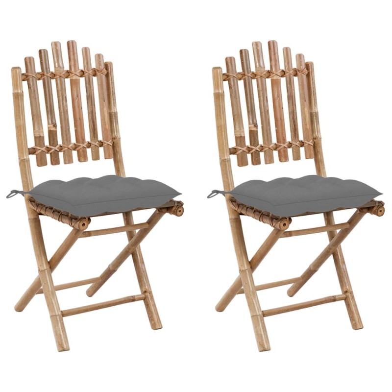 vidaXL Klappbare Gartenstühle 2 Stk. mit Kissen Bambus vidaXL Klappbare Gartenstühle 2 Stk. mit Kissen Bambus