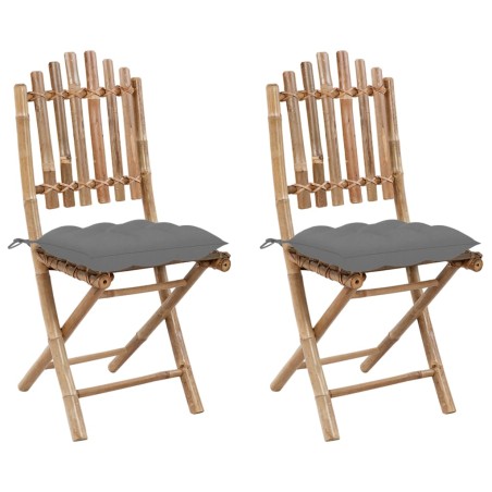 vidaXL Klappbare Gartenstühle 2 Stk. mit Kissen Bambus