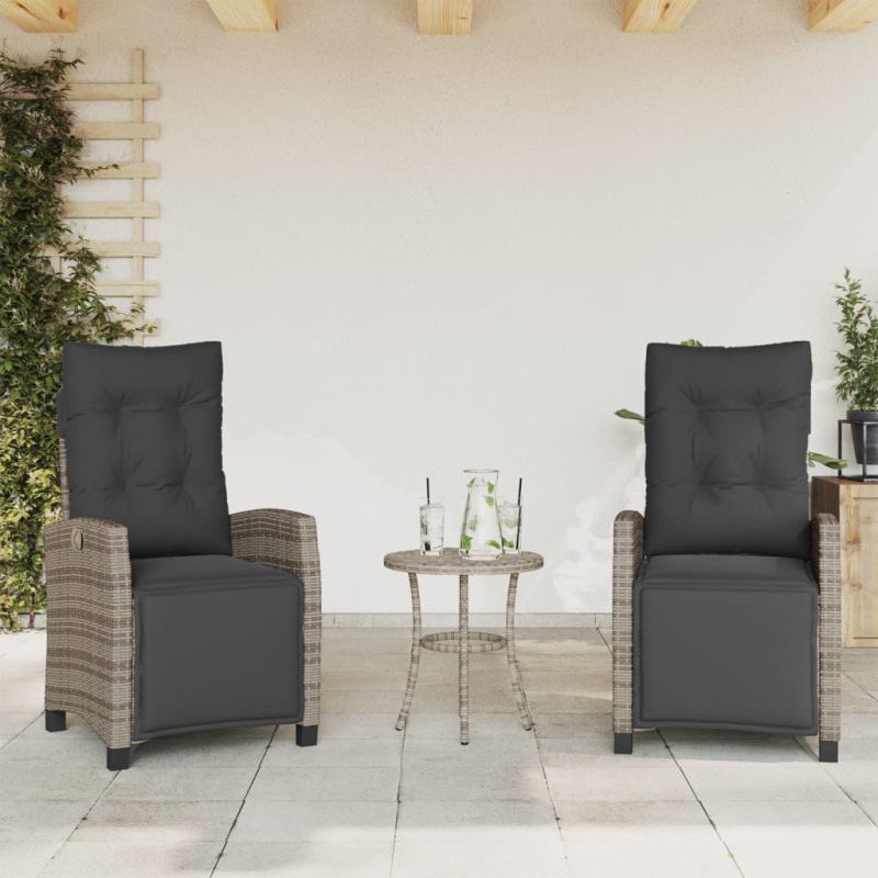 vidaXL Gartensessel mit Fußteil 2 Stk. Verstellbar Grau Poly Rattan vidaXL Gartensessel mit Fußteil 2 Stk. Verstellbar Grau Poly Rattan