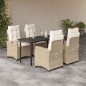 vidaXL 5-tlg. Garten-Essgruppe mit Kissen Beige Poly Rattan vidaXL 5-tlg. Garten-Essgruppe mit Kissen Beige Poly Rattan