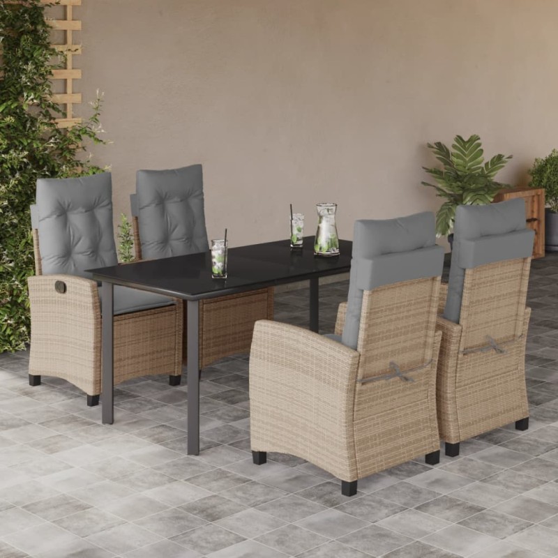 vidaXL 5-tlg. Garten-Essgruppe mit Kissen Beigemischung Poly Rattan vidaXL 5-tlg. Garten-Essgruppe mit Kissen Beigemischung Poly Rattan
