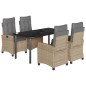 vidaXL 5-tlg. Garten-Essgruppe mit Kissen Beigemischung Poly Rattan vidaXL 5-tlg. Garten-Essgruppe mit Kissen Beigemischung Poly Rattan