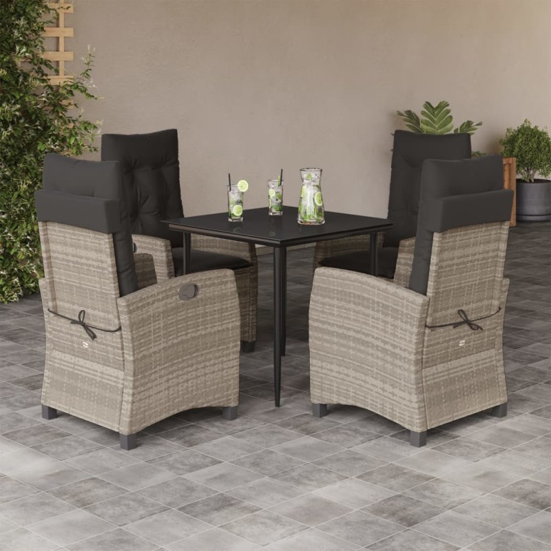 vidaXL 5-tlg. Garten-Essgruppe mit Kissen Hellgrau Poly Rattan vidaXL 5-tlg. Garten-Essgruppe mit Kissen Hellgrau Poly Rattan