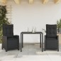 vidaXL 3-tlg. Garten-Essgruppe mit Kissen Schwarz Poly Rattan vidaXL 3-tlg. Garten-Essgruppe mit Kissen Schwarz Poly Rattan