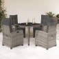 vidaXL 5-tlg. Garten-Essgruppe mit Kissen Grau Poly Rattan vidaXL 5-tlg. Garten-Essgruppe mit Kissen Grau Poly Rattan
