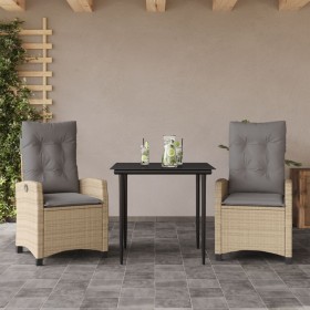 vidaXL 3-tlg. Garten-Essgruppe mit Kissen Beigemischung Poly Rattan