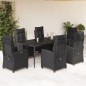 vidaXL 7-tlg. Garten-Essgruppe mit Kissen Schwarz Poly Rattan vidaXL 7-tlg. Garten-Essgruppe mit Kissen Schwarz Poly Rattan