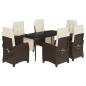 vidaXL 7-tlg. Garten-Essgruppe mit Kissen Braun Poly Rattan vidaXL 7-tlg. Garten-Essgruppe mit Kissen Braun Poly Rattan