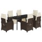 vidaXL 7-tlg. Garten-Essgruppe mit Kissen Braun Poly Rattan vidaXL 7-tlg. Garten-Essgruppe mit Kissen Braun Poly Rattan