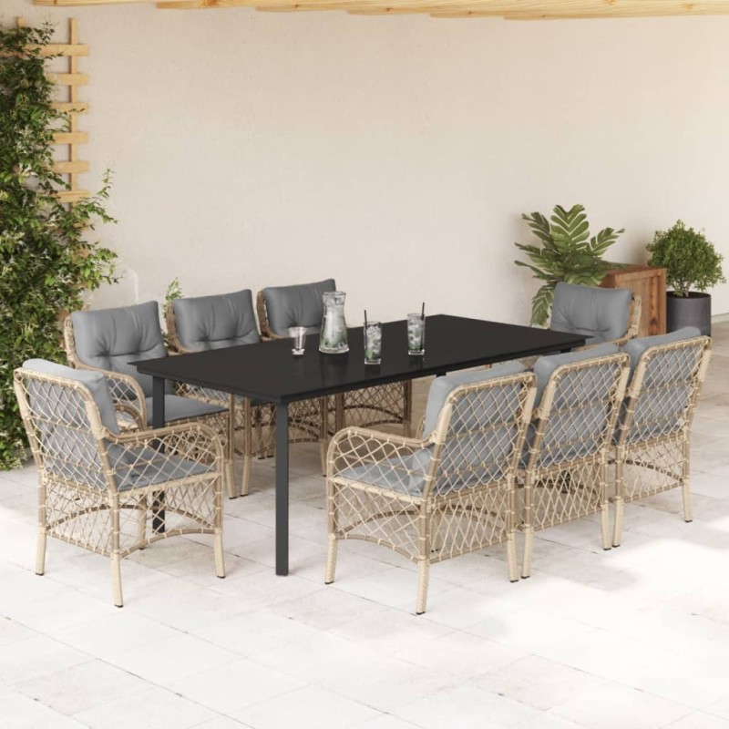 vidaXL 9-tlg. Garten-Essgruppe mit Kissen Beigemischung Poly Rattan vidaXL 9-tlg. Garten-Essgruppe mit Kissen Beigemischung Poly Rattan