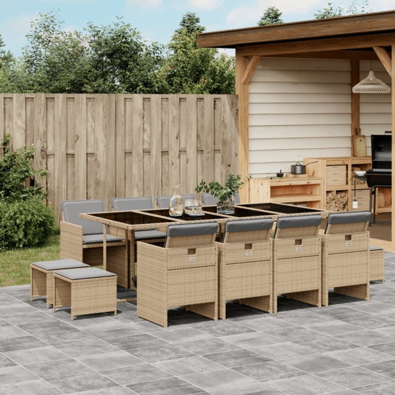 vidaXL 13-tlg. Garten-Essgruppe mit Kissen Beigemischung Poly Rattan vidaXL 13-tlg. Garten-Essgruppe mit Kissen Beigemischung Poly Rattan