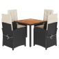 vidaXL 5-tlg. Garten-Essgruppe mit Kissen Schwarz Poly Rattan vidaXL 5-tlg. Garten-Essgruppe mit Kissen Schwarz Poly Rattan