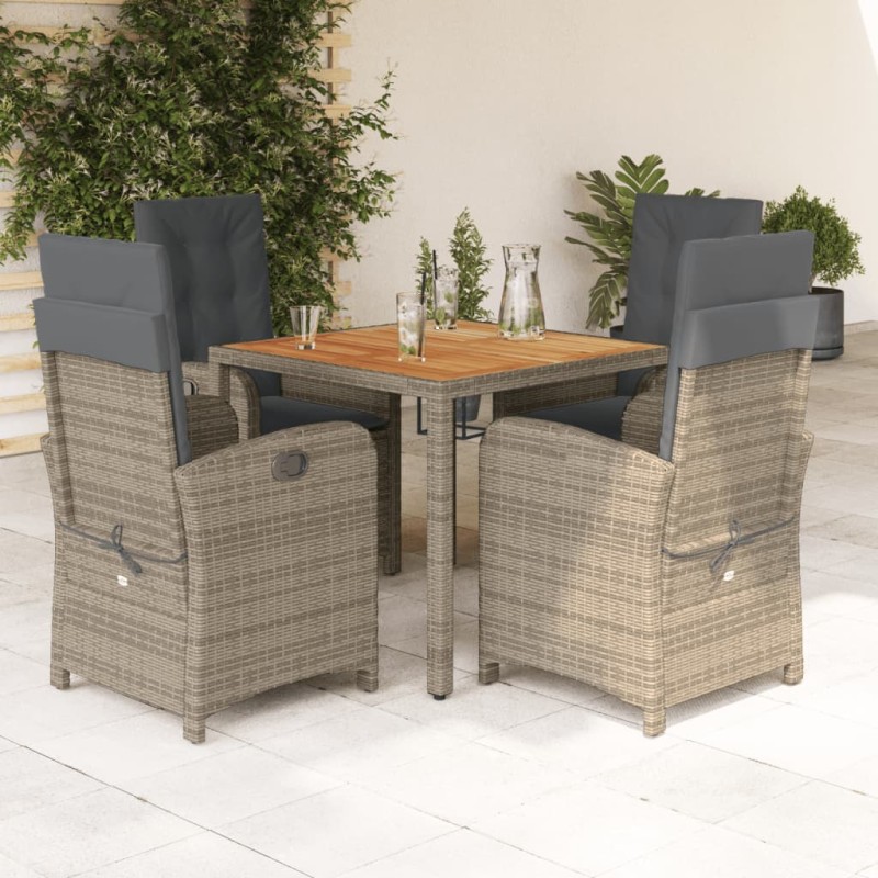 vidaXL 5-tlg. Garten-Essgruppe mit Kissen Grau Poly Rattan vidaXL 5-tlg. Garten-Essgruppe mit Kissen Grau Poly Rattan