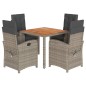 vidaXL 5-tlg. Garten-Essgruppe mit Kissen Grau Poly Rattan vidaXL 5-tlg. Garten-Essgruppe mit Kissen Grau Poly Rattan