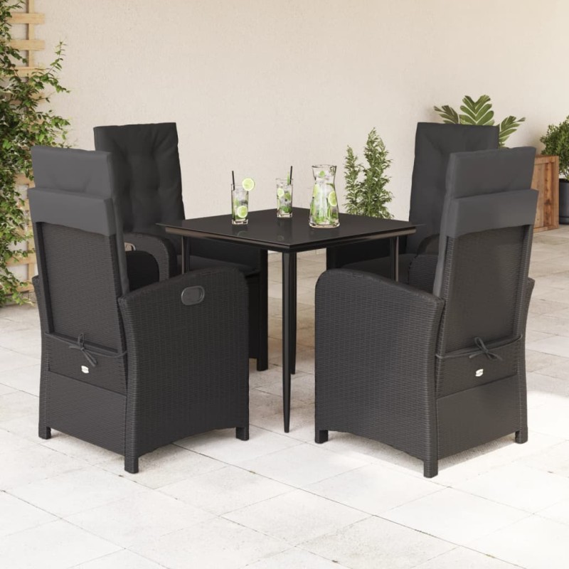 vidaXL 5-tlg. Garten-Essgruppe mit Kissen Schwarz Poly Rattan vidaXL 5-tlg. Garten-Essgruppe mit Kissen Schwarz Poly Rattan