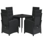 vidaXL 5-tlg. Garten-Essgruppe mit Kissen Schwarz Poly Rattan vidaXL 5-tlg. Garten-Essgruppe mit Kissen Schwarz Poly Rattan