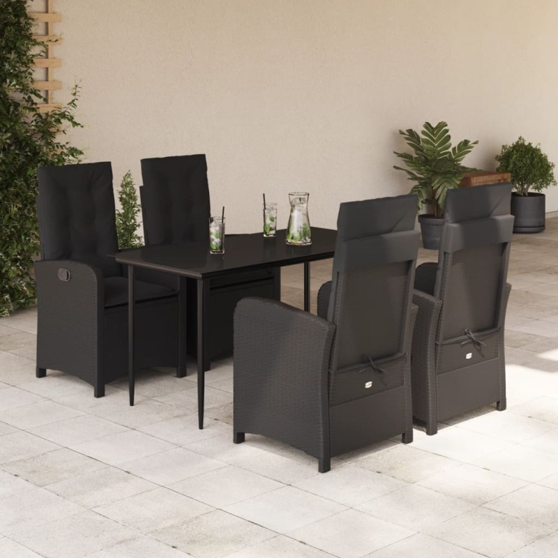 vidaXL 5-tlg. Garten-Essgruppe mit Kissen Schwarz Poly Rattan vidaXL 5-tlg. Garten-Essgruppe mit Kissen Schwarz Poly Rattan