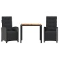 vidaXL 3-tlg. Bistro-Set mit Kissen Schwarz Poly Rattan vidaXL 3-tlg. Bistro-Set mit Kissen Schwarz Poly Rattan