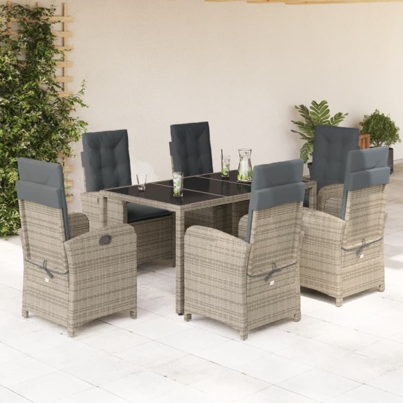 vidaXL 7-tlg. Garten-Essgruppe mit Kissen Grau Poly Rattan vidaXL 7-tlg. Garten-Essgruppe mit Kissen Grau Poly Rattan
