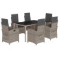 vidaXL 7-tlg. Garten-Essgruppe mit Kissen Grau Poly Rattan vidaXL 7-tlg. Garten-Essgruppe mit Kissen Grau Poly Rattan