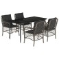 vidaXL 5-tlg. Garten-Essgruppe mit Kissen Grau Poly Rattan vidaXL 5-tlg. Garten-Essgruppe mit Kissen Grau Poly Rattan