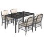 vidaXL 5-tlg. Garten-Essgruppe mit Kissen Schwarz Poly Rattan vidaXL 5-tlg. Garten-Essgruppe mit Kissen Schwarz Poly Rattan