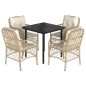 vidaXL 5-tlg. Garten-Essgruppe mit Kissen Beige Poly Rattan vidaXL 5-tlg. Garten-Essgruppe mit Kissen Beige Poly Rattan