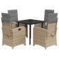 vidaXL 5-tlg. Garten-Essgruppe mit Kissen Beigemischung Poly Rattan vidaXL 5-tlg. Garten-Essgruppe mit Kissen Beigemischung Poly Rattan