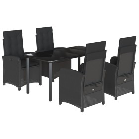 vidaXL 5-tlg. Garten-Essgruppe mit Kissen Schwarz Poly Rattan