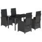 vidaXL 5-tlg. Garten-Essgruppe mit Kissen Schwarz Poly Rattan vidaXL 5-tlg. Garten-Essgruppe mit Kissen Schwarz Poly Rattan