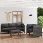 6-tlg. Garten-Lounge-Set mit Kissen Poly Rattan Grau 6-tlg. Garten-Lounge-Set mit Kissen Poly Rattan Grau