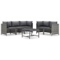 6-tlg. Garten-Lounge-Set mit Kissen Poly Rattan Grau 6-tlg. Garten-Lounge-Set mit Kissen Poly Rattan Grau