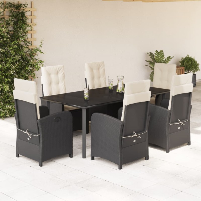 vidaXL 7-tlg. Garten-Essgruppe mit Kissen Schwarz Poly Rattan vidaXL 7-tlg. Garten-Essgruppe mit Kissen Schwarz Poly Rattan