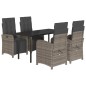 vidaXL 5-tlg. Garten-Essgruppe mit Kissen Grau Poly Rattan vidaXL 5-tlg. Garten-Essgruppe mit Kissen Grau Poly Rattan
