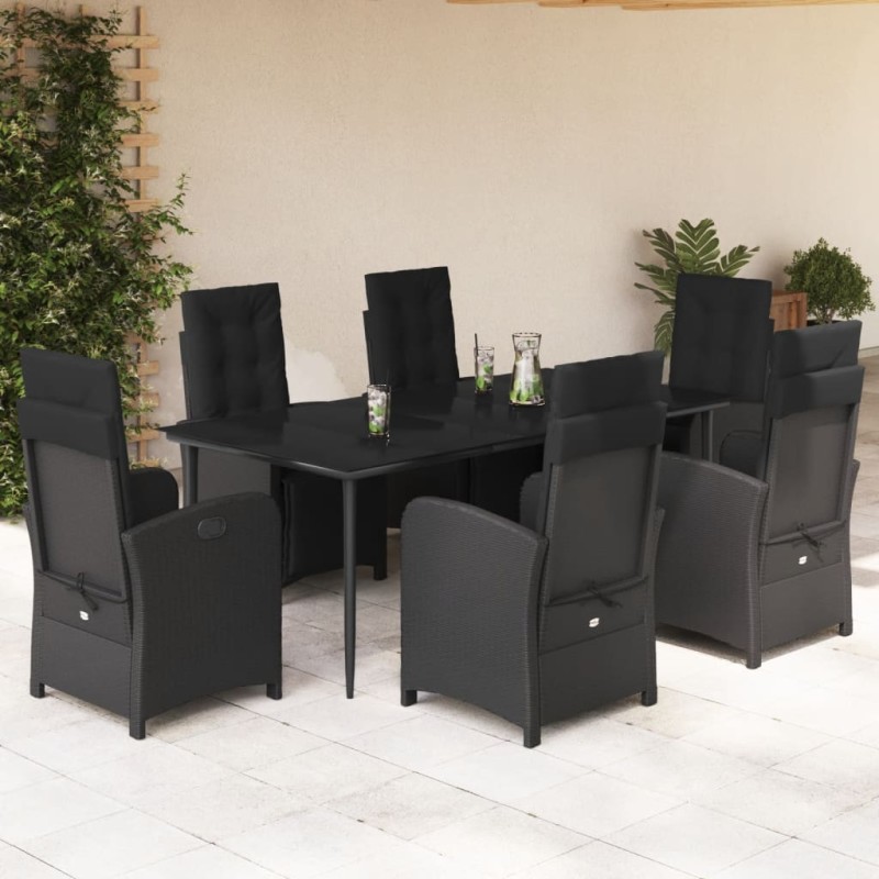 vidaXL 7-tlg. Garten-Essgruppe mit Kissen Schwarz Poly Rattan vidaXL 7-tlg. Garten-Essgruppe mit Kissen Schwarz Poly Rattan