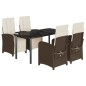 vidaXL 5-tlg. Garten-Essgruppe mit Kissen Braun Poly Rattan vidaXL 5-tlg. Garten-Essgruppe mit Kissen Braun Poly Rattan