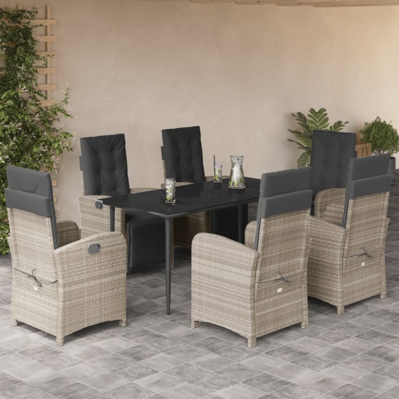 vidaXL 7-tlg. Garten-Essgruppe mit Kissen Hellgrau Poly Rattan vidaXL 7-tlg. Garten-Essgruppe mit Kissen Hellgrau Poly Rattan