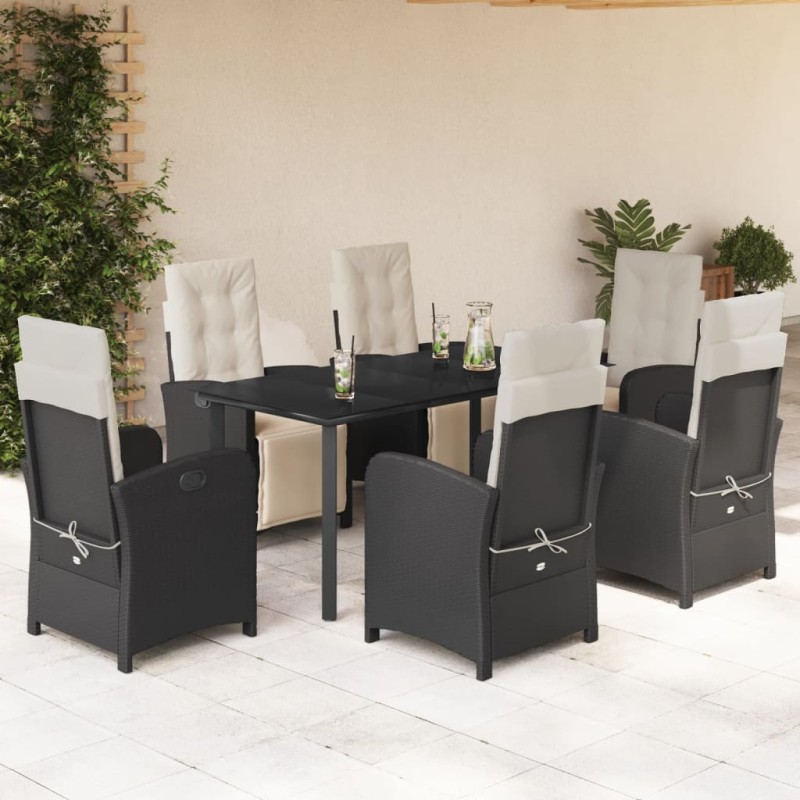 vidaXL 7-tlg. Garten-Essgruppe mit Kissen Schwarz Poly Rattan vidaXL 7-tlg. Garten-Essgruppe mit Kissen Schwarz Poly Rattan
