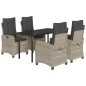 vidaXL 5-tlg. Garten-Essgruppe mit Kissen Hellgrau Poly Rattan vidaXL 5-tlg. Garten-Essgruppe mit Kissen Hellgrau Poly Rattan