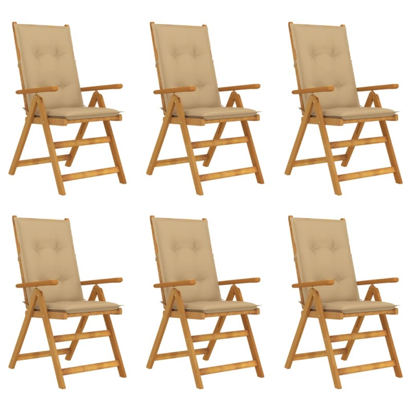 Klappbare Gartenstühle 6 Stk. mit Auflagen Massivholz Akazie Klappbare Gartenstühle 6 Stk. mit Auflagen Massivholz Akazie