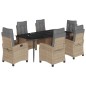 vidaXL 7-tlg. Garten-Essgruppe mit Kissen Beigemischung Poly Rattan vidaXL 7-tlg. Garten-Essgruppe mit Kissen Beigemischung Poly Rattan