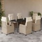 vidaXL 7-tlg. Garten-Essgruppe mit Kissen Beige Poly Rattan vidaXL 7-tlg. Garten-Essgruppe mit Kissen Beige Poly Rattan