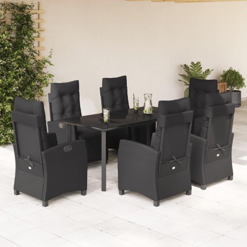 vidaXL 7-tlg. Garten-Essgruppe mit Kissen Schwarz Poly Rattan vidaXL 7-tlg. Garten-Essgruppe mit Kissen Schwarz Poly Rattan