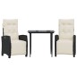 vidaXL 3-tlg. Garten-Essgruppe mit Kissen Schwarz Poly Rattan vidaXL 3-tlg. Garten-Essgruppe mit Kissen Schwarz Poly Rattan