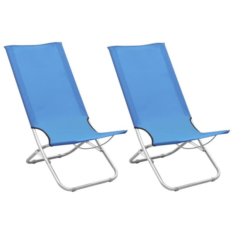 vidaXL Klappbare Strandstühle 2 Stk. Blau Stoff vidaXL Klappbare Strandstühle 2 Stk. Blau Stoff