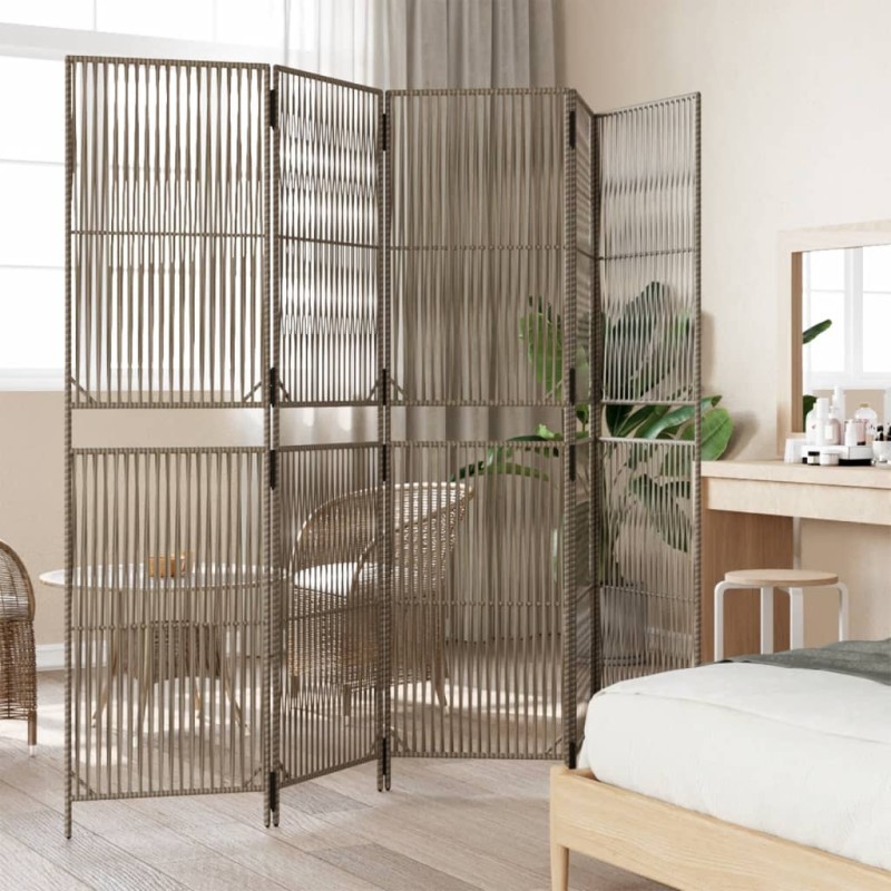 vidaXL Paravent 5-tlg. Grau Poly Rattan vidaXL Paravent 5-tlg. Grau Poly Rattan