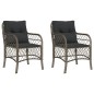 vidaXL Gartenstühle mit Kissen 2 Stk. Grau Poly Rattan vidaXL Gartenstühle mit Kissen 2 Stk. Grau Poly Rattan